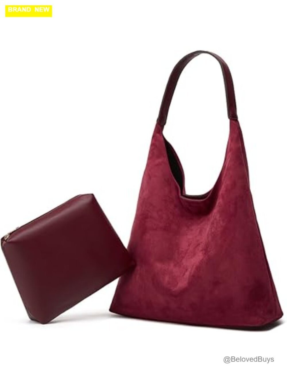 Large Slouchy Faux Suede Leather Hobo Shoulder Bag Set of 2
